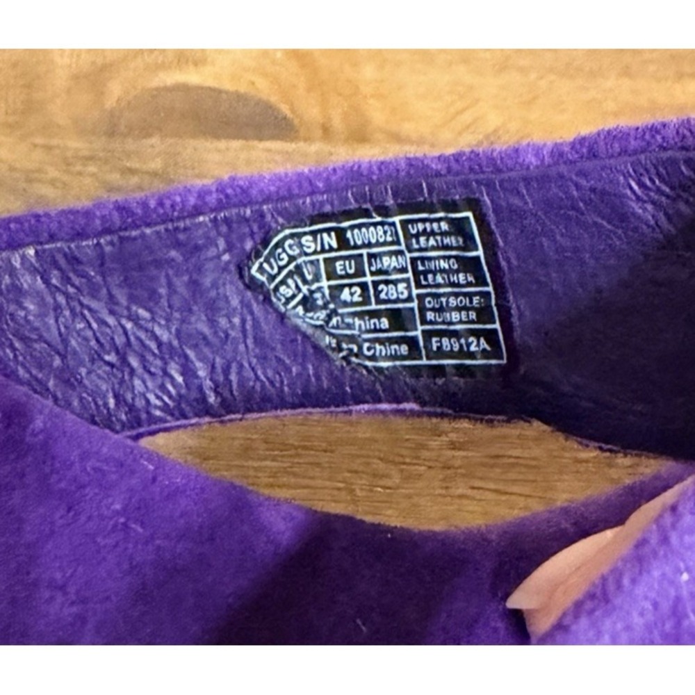 UGG Purple Suede Wedge Thong Sandals Espadrille Platform Size 11 Festival Resort - Picture 2 of 7